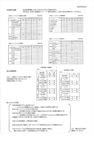 新型コロナウィルス感染防止の対策